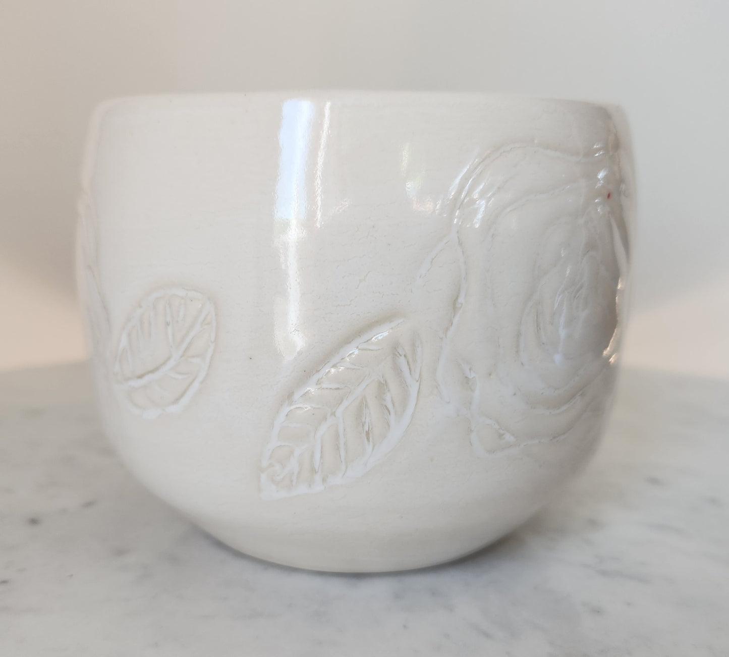Bowl  - Hand-carved, white