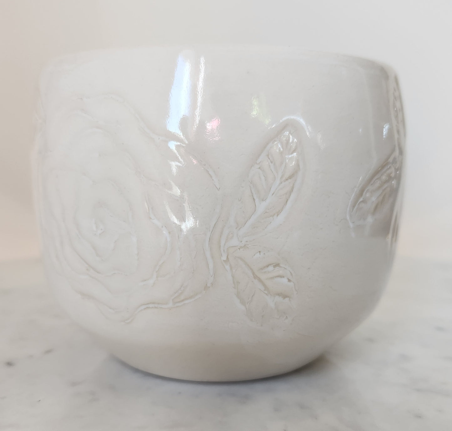 Bowl  - Hand-carved, white