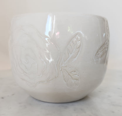 Bowl  - Hand-carved, white