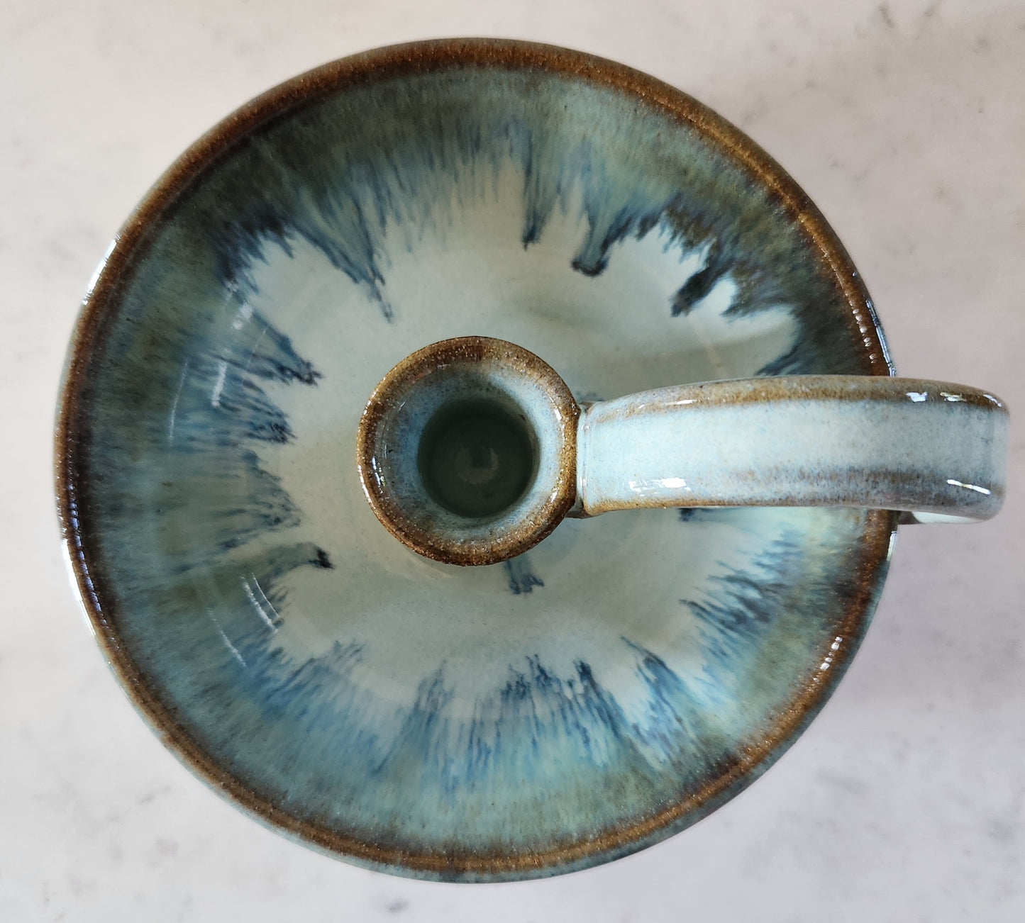 Candle Holder - Aqua and deep blue