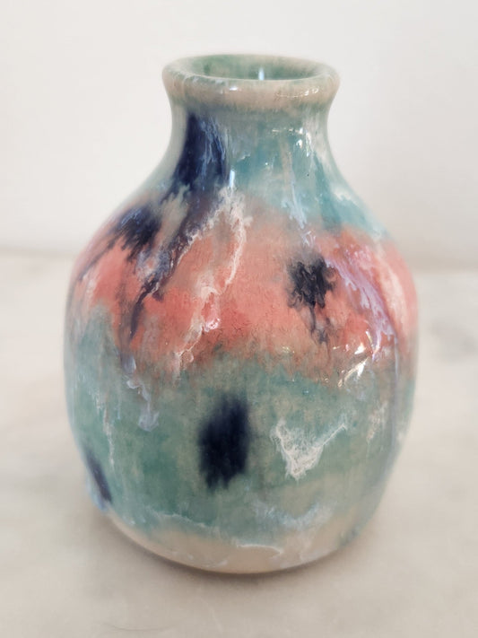 Vase S - coral, green, blue, navy