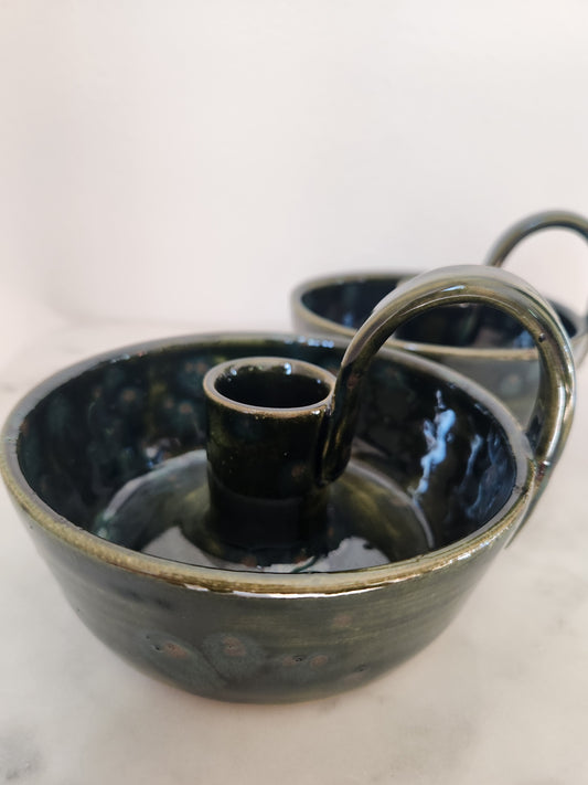 Candle Holder - Deep Olive Green