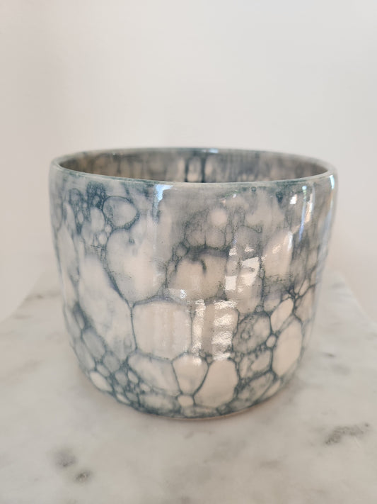Planter L - teal blue bubble
